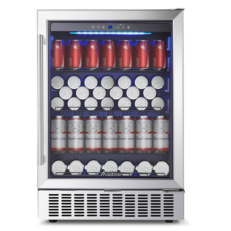 AOBOSI 164 Cans (12 oz.) Beverage Refrigerator with Wine Storage